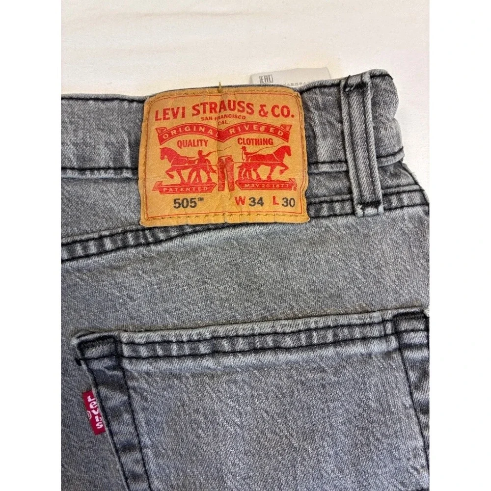 Levi's 505 Men's Gray Wash Straight Leg Jeans W34 L30 Regular Fit